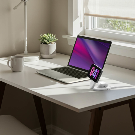 Belkin Ładowarka magnetyczna Qi2 25 W, składana 2w1, zasilacz 45W, biała (WIZ039KQWH)