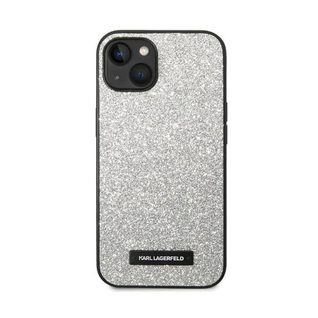 Karl Lagerfeld Glitter Plaque Logo - Etui iPhone 14 Plus (srebrny) (KLHCP14MG2ELS)