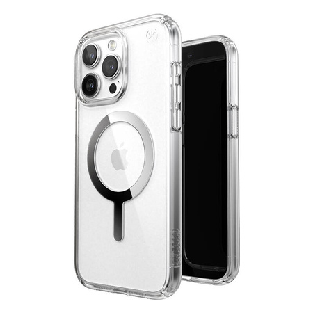 Speck Presidio Perfect-Clear MagSafe - Etui iPhone 15 Pro Max (Clear / Chrome Finish / Serene Silver) (150571-3240)