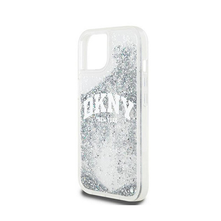 DKNY Liquid Glitter Big Logo - Etui iPhone 15 / 14 / 13 (biały) (DKHCP15SLBNAET)