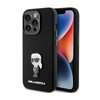 Karl Lagerfeld Silicone Ikonik Metal Pin - Etui iPhone 15 Pro (czarny) (KLHCP15LSMHKNPK)