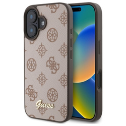 Guess Peony Script MagSafe - Etui iPhone 16 (brązowy) (GUHMP16SPGPYSW)