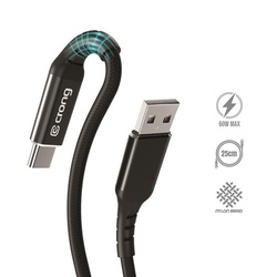 Crong Armor Link - Kabel 60W PD 3A USB-A do USB-C 25cm (czarny) (CRG-AL025USAC-BLK)