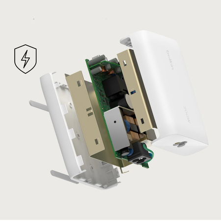Belkin BoostCharge Pro - Ładowarka sieciowa Power Delivery, 4 porty USB-C, GaN, 200W - biała (WCH015VFWH)