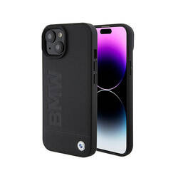 BMW Leather Hot Stamp MagSafe - Etui iPhone 15 (Czarny) (BMHMP15SSLLBK)