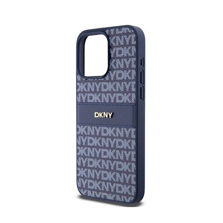 DKNY Leather Mono Stripe & Metal Logo - Etui iPhone 15 Pro Max (niebieski) (DKHCP15XPRTHSLB)