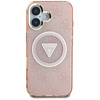Guess IML Metal Glitter 4G Circle Triangle MagSafe - Etui do iPhone 16 (różowy) (GUHMP16SHG4PRTGP)