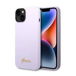 Guess Silicone Vintage - Etui iPhone 14 (fioletowy) (GUHCP14SSLSMU)