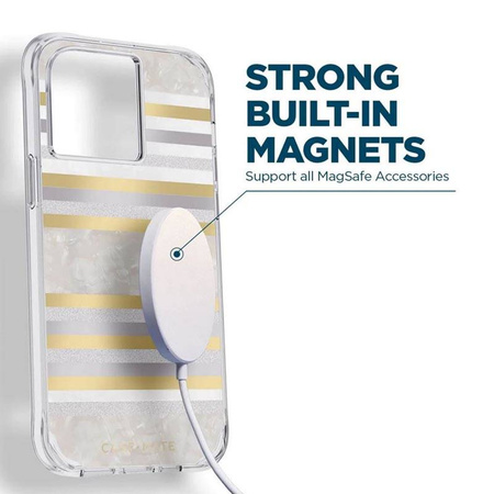 Case-Mate Pearl Stripes MagSafe - Etui iPhone 14 Pro zdobione masą perłową (Pearl Stripes) (CM049226)