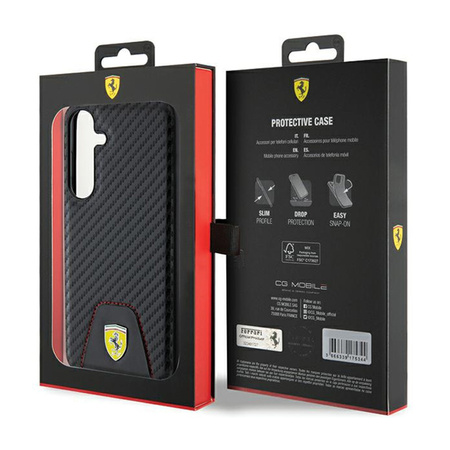 Ferrari Carbon Stitched Bottom - Etui Samsung Galaxy S24+ (czarny) (FEHCS24MN3PUK)