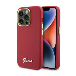 Guess Silicone Script Metal Logo & Frame - Etui iPhone 15 Pro (magenta) (GUHCP15LSMBSLM)