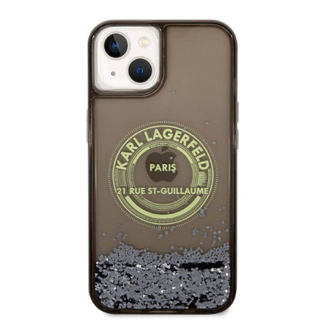 Karl Lagerfeld Liquid Glitter Round RSG Logo Case - Etui iPhone 14 (czarny) (KLHCP14SLCRSGRK)