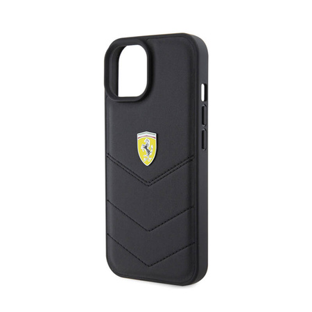 Ferrari Quilted Metal Logo - Etui iPhone 15 (czarny) (FEHCP15SRDUK)