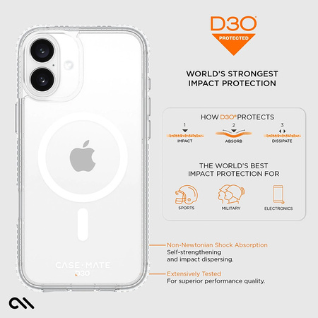 Case-Mate Tough D3O MagSafe - Etui iPhone 16 Plus (Clear) (CM054370)