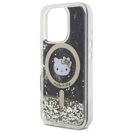 Hello Kitty Liquid Glitter Fever MagSafe - Etui iPhone 16 Pro (czarny / złoty) (HKHMP16LLGDIK)
