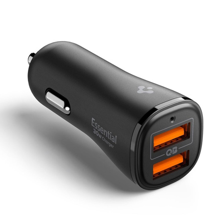 Spigen Essential EV302 - Ładowarka samochodowa 2x USB-A 30W (Czarny) (ACP08700)