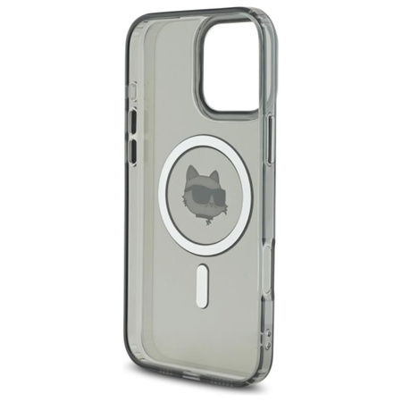 Karl Lagerfeld IML Metal Choupette Head MagSafe - Etui iPhone 16 Pro (czarny) (KLHMP16LHLSCHK)