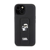 Karl Lagerfeld Gripstand Saffiano Karl & Choupette Pins - Etui iPhone 15 Plus (czarny) (KLHCP15MGSAKCPK)