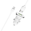 Borofone - ładowarka samochodowa USB z QC3.0 i kablem micro USB w zestawie, biały (BFO-BZ12A-M-W)