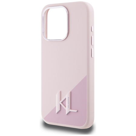 Karl Lagerfeld Silicone Shadow Metal Initial MagSafe - Etui do iPhone 15 Pro Max (różowy) (KLHMP15XSCMKMPCP)