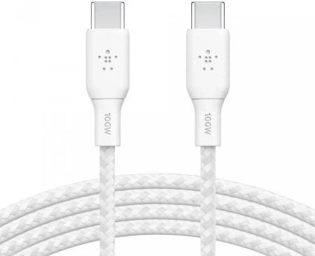 Belkin Kabel pleciony USB-C / USB-C M/M 2.0 100W 2m, biały (CAB014BT2MWH)
