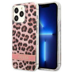 Guess Leopard Electro Stripe - Etui iPhone 13 Pro (Pink) (GUHCP13LHSLEOP)