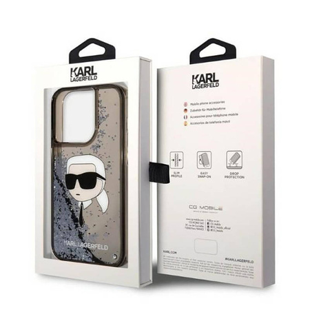 Karl Lagerfeld Liquid Glitter NFT Karl's Head - Etui iPhone 14 Pro Max (czarny) (KLHCP14XLNKHCK)