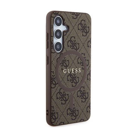 Guess 4G Collection Leather Metal Logo MagSafe - Etui Samsung Galaxy S24 (brązowy) (GUHMS24SG4GFRW)