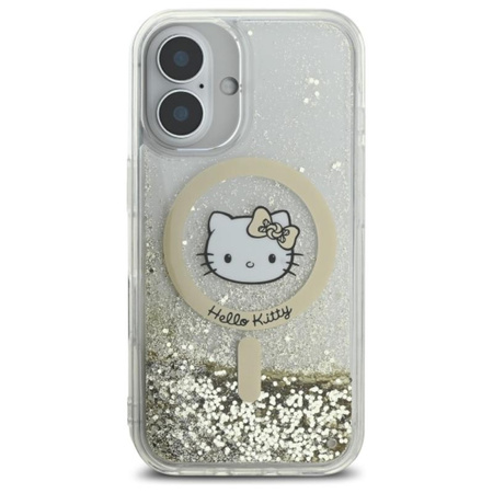 Hello Kitty Liquid Glitter Fever MagSafe - Etui iPhone 16 (biały / złoty) (HKHMP16SLGDIH)