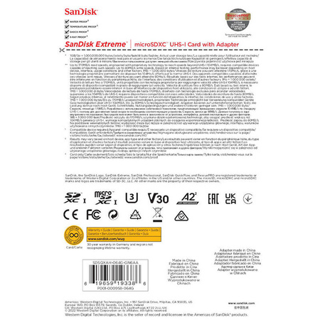 SanDisk Extreme microSDXC - Karta pamięci 64 GB A2 V30 UHS-I U3 170/80 MB/s z adapterem (SDSQXAH-064G-GN6AA)