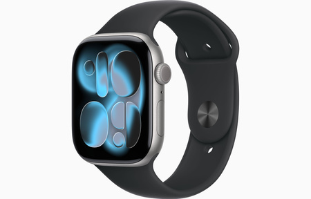 Apple Watch 11 46mm Koperta Szare Aluminum/Czarny Pasek S/M GPS (MEV04MP/A)
