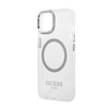 Guess Metal Outline MagSafe - Etui iPhone 14 Plus (przezroczysty / srebrny) (GUHMP14MHTRMS)