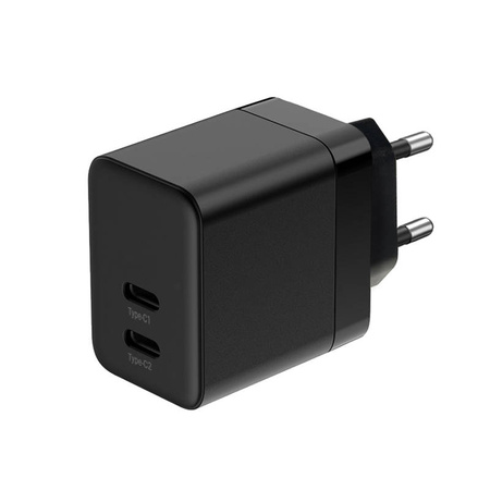 Crong Ultra Compact GaN - Ładowarka sieciowa 2x USB-C 35W PD 3.0 z PPS (czarny) (CRG-GNCC35-BLK)
