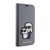 Karl Lagerfeld Booktype NFT Saffiano Karl & Choupette - Etui iPhone 14 (Srebrny) (KLBKP14SSANKCPG)