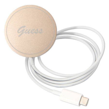 Guess Bundle Pack MagSafe 4G - Zestaw etui + ładowarka MagSafe iPhone 14 (czarny/złoty) (GUBPP14SH4EACSK)