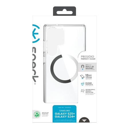 Speck Presidio Perfect-Clear Magnet - Etui Samsung Galaxy S25 Ultra MagSafe (Clear / Chrome Finish / Serene Silver) (150897-3199)