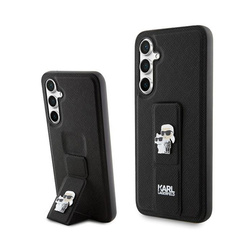 Karl Lagerfeld Gripstand Saffiano Karl & Choupette Pins - Etui Samsung Galaxy S23 FE (czarny) (KLHCS23FEGSAKCPK)