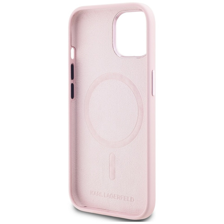 Karl Lagerfeld Silicone Shadow Metal Initial MagSafe - Etui do iPhone 15 (różowy) (KLHMP15SSCMKMPCP)