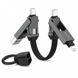 Statik HexCharge - uniwersalny kabel 4w1 z trzema wymiennymi wtyczkami magnetycznymi 15cm, w nylonowym oplocie (USB-C, lightning, USB-A) (black) (PUP-0530-BLK)