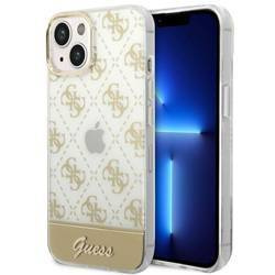 Guess 4G Stripe Script Logo Electroplated Pattern – Etui iPhone 14 Plus (złoty) (GUHCP14MHG4MHG)