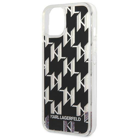 Karl Lagerfeld Monogram Liquid Glitter - Etui iPhone 14 Plus (czarny) (KLHCP14MLMNMK)