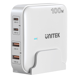 Unitek Ładowarka biurkowa GaN 100W 2xUSB-A 2xUSB-C - biała (P1229AWH01-EU)