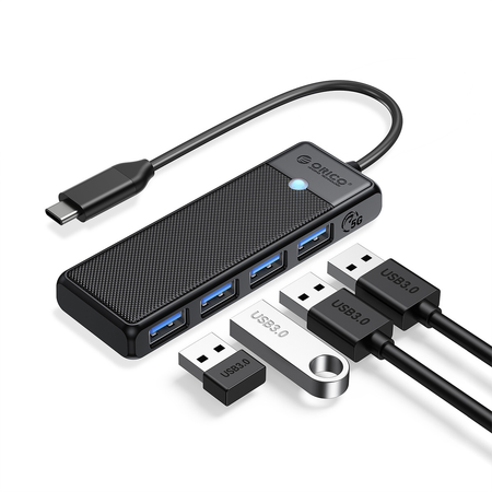 Orico Hub USB-C 4 porty USB-A 3.0 5Gbps czarny (PAPW4A-C3-015-BK-EP)