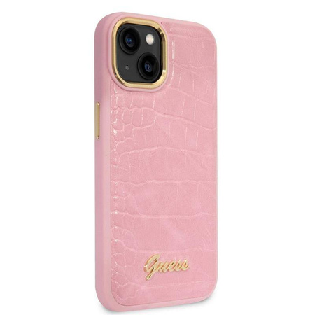 Guess Croco Collection - Etui iPhone 14 Plus (różowy) (GUHCP14MHGCRHP)