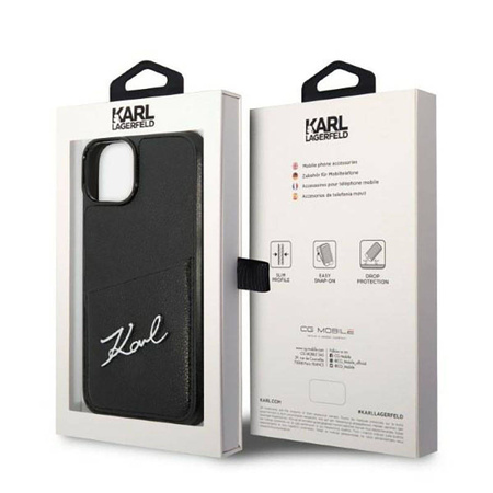 Karl Lagerfeld Signature Logo Cardslot - Etui iPhone 14 Plus (czarny) (KLHCP14MCSSK)