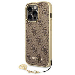 Guess 4G Charms Collection - Etui iPhone 14 Pro (brązowy) (GUHCP14LGF4GBR)
