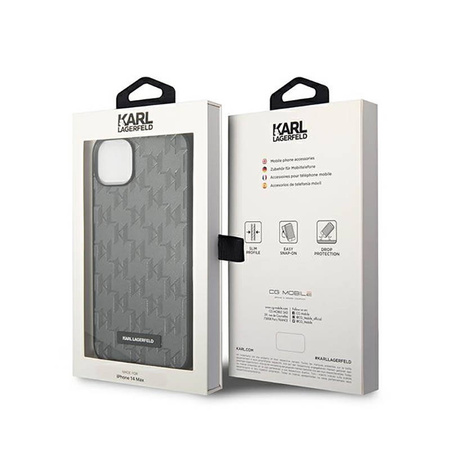 Karl Lagerfeld Saffiano Mono Metal Logo - Etui iPhone 14 (szary) (KLHCP14SSAKLHPG)