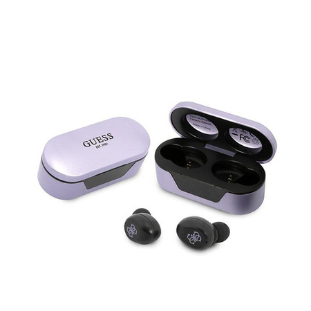 Guess True Wireless Earphones BT5.0 5H - Słuchawki TWS + etui ładujące (fioletowy) (GUTWST31EU)