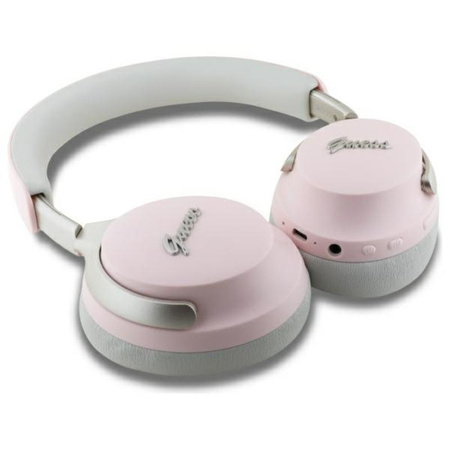 Guess Metal Script Logo - Bezprzewodowe słuchawki nauszne Bluetooth ANC + ENC (różowy) (GUBHC22PSBCSMP)