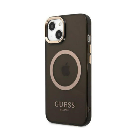 Guess Gold Outline Translucent MagSafe - Etui iPhone 13 (czarny) (GUHMP13MHTCMK)